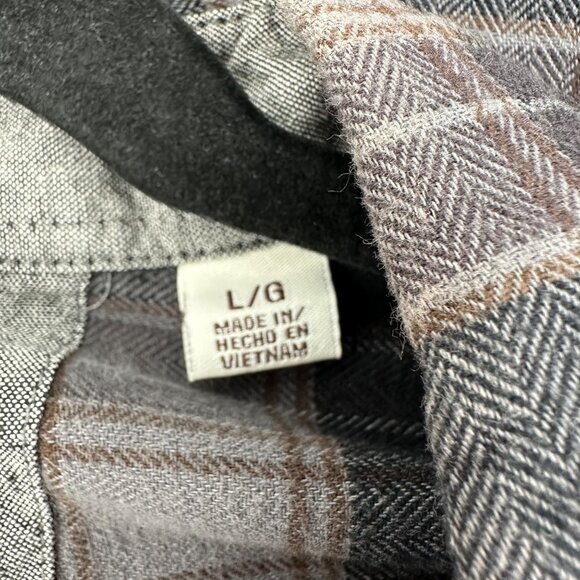 Weatherproof Vintage Mens Gray/Brown Plaid Button-Down Long Sleeve Shirt Size L - Picture 6 of 10